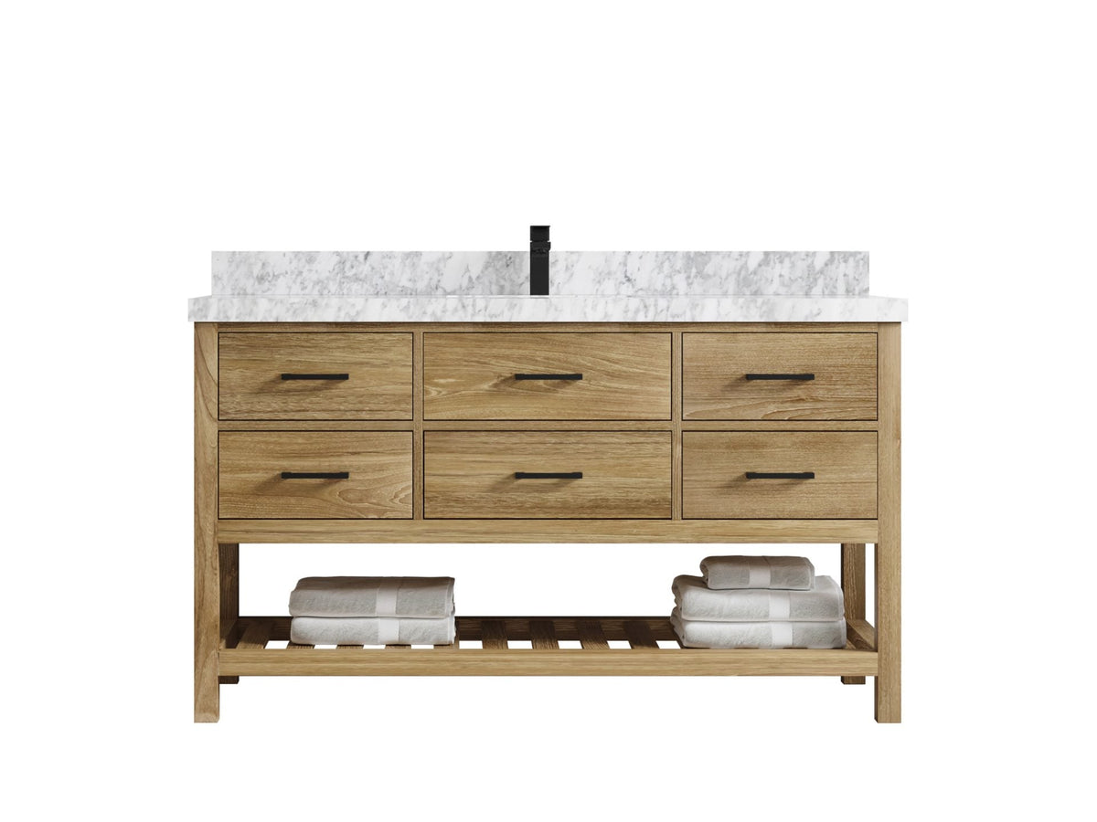 Parker Teak Wood 60 in. W x 22 in. D Single Sink Bathroom Vanity