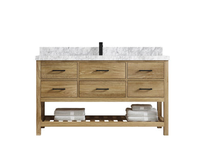 Parker Teak Wood 60 in. W x 22 in. D Single Sink Bathroom Vanity