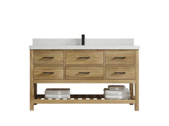Parker Teak Wood 60 in. W x 22 in. D Single Sink Bathroom Vanity - photo 11