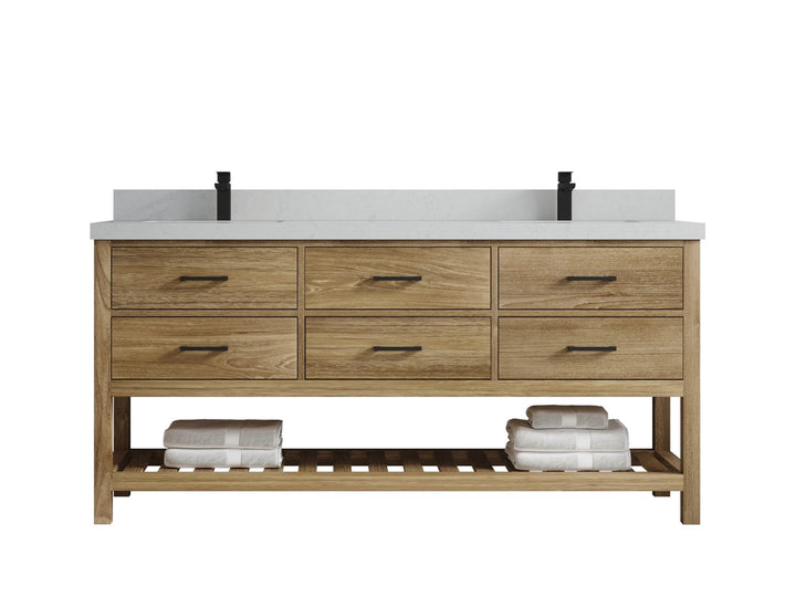 Parker Teak Wood 72 in. W x 22 in. D Double Sink Bathroom Vanity - photo 12