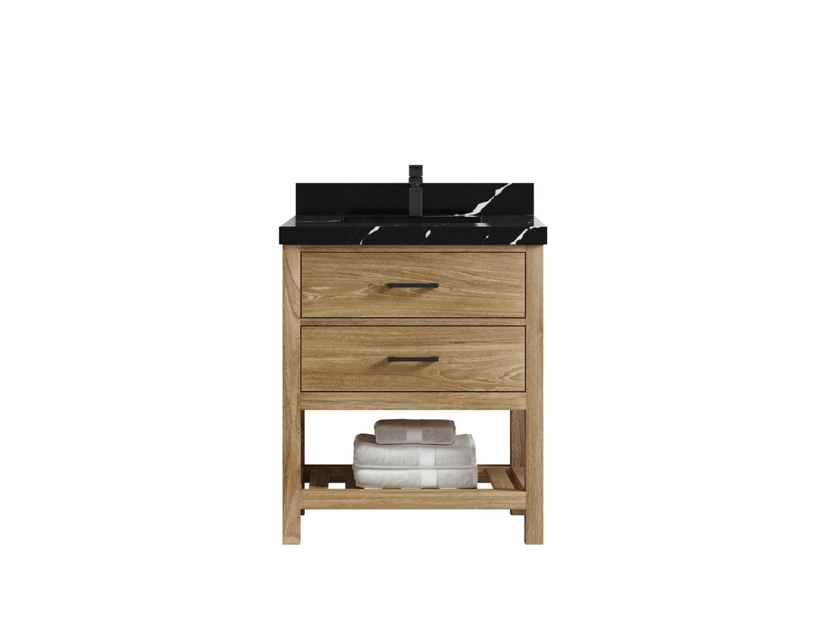 Parker Teak Wood 30 in. W x 22 in. D Single Sink Bathroom Vanity