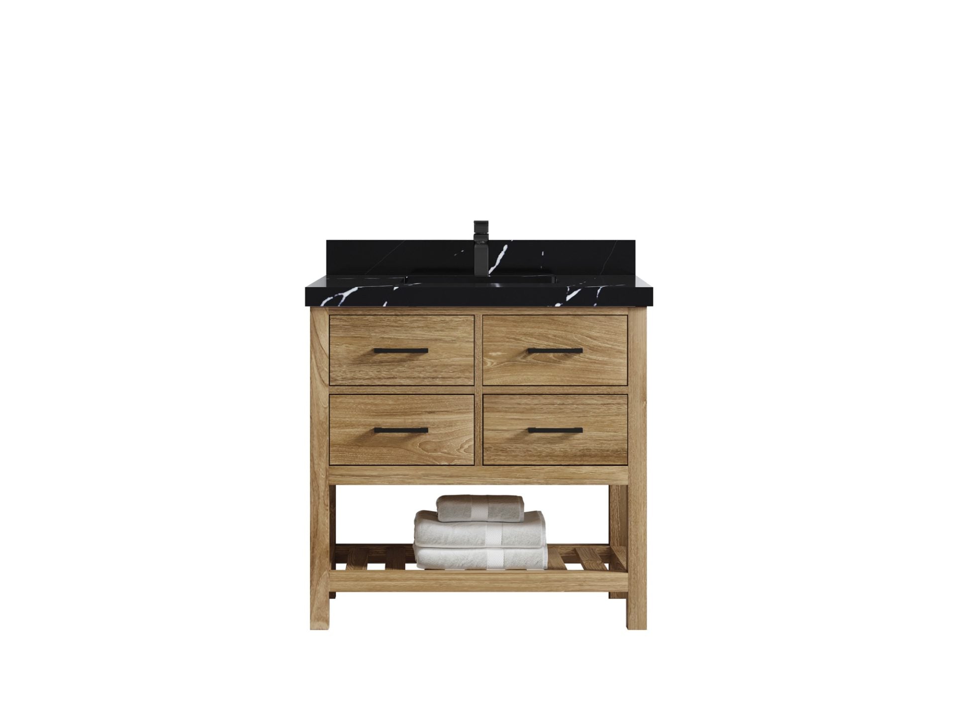 Parker Teak Wood 36 in. W x 22 in. D Center Sink Bathroom Vanity