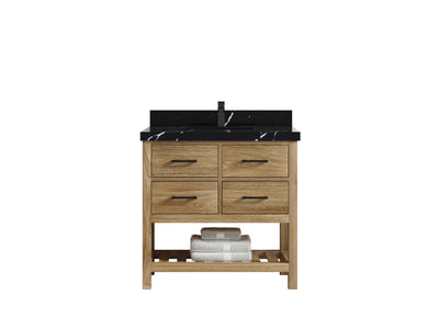 Parker Teak Wood 36 in. W x 22 in. D Center Sink Bathroom Vanity