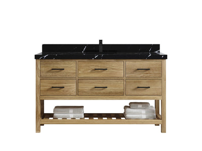 Parker Teak Wood 60 in. W x 22 in. D Single Sink Bathroom Vanity