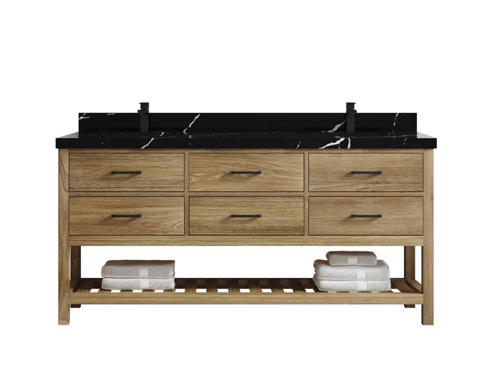 Parker Teak Wood 72 in. W x 22 in. D Double Sink Bathroom Vanity - photo 8