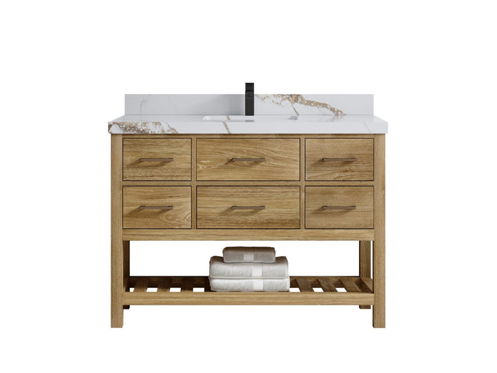 Parker Teak Wood 48 in. W x 22 in. D Single Sink Bathroom Vanity - photo 8