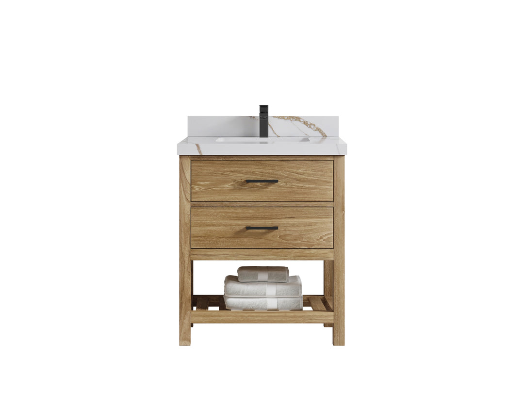 Parker Teak Wood 30 in. W x 22 in. D Single Sink Bathroom Vanity