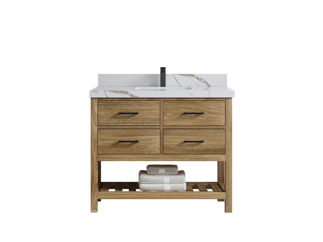 Parker Teak Wood 42 in. W x 22 in. D Single Sink Bathroom Vanity