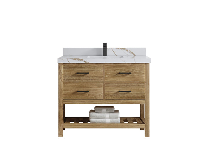 Parker Teak Wood 42 in. W x 22 in. D Single Sink Bathroom Vanity - photo 17