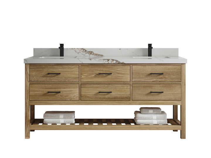 Parker Teak Wood 72 in. W x 22 in. D Double Sink Bathroom Vanity - photo 18