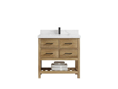 Parker Teak Wood 36 in. W x 22 in. D Center Sink Bathroom Vanity - photo 8