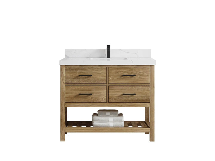 Parker Teak Wood 42 in. W x 22 in. D Single Sink Bathroom Vanity - photo 8