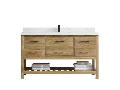 Parker Teak Wood 60 in. W x 22 in. D Single Sink Bathroom Vanity