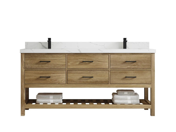 Parker Teak Wood 72 in. W x 22 in. D Double Sink Bathroom Vanity - photo 5