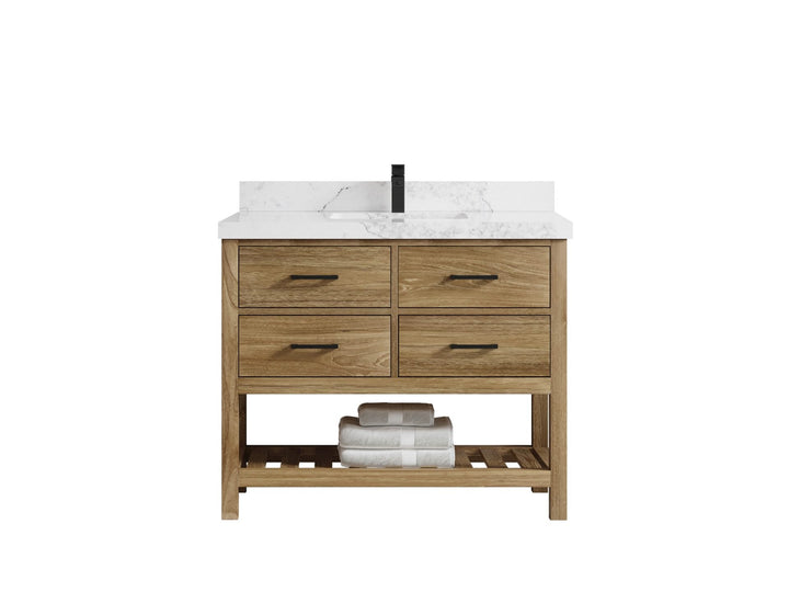 Parker Teak Wood 42 in. W x 22 in. D Single Sink Bathroom Vanity - photo 9