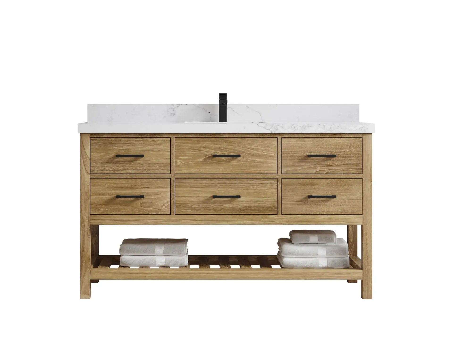 Parker Teak Wood 60 in. W x 22 in. D Single Sink Bathroom Vanity