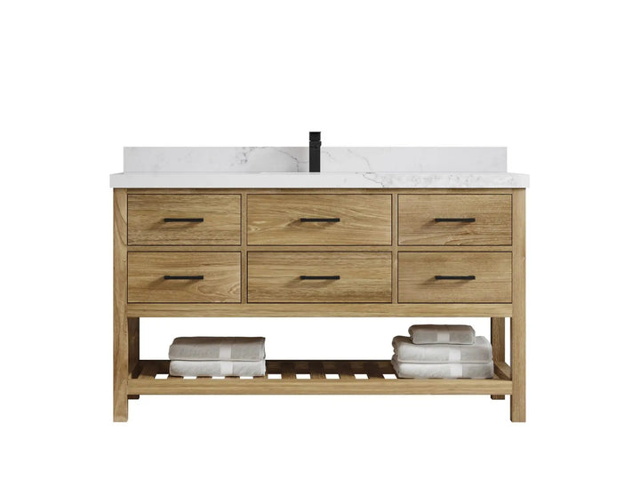 Parker Teak Wood 60 in. W x 22 in. D Single Sink Bathroom Vanity - photo 9