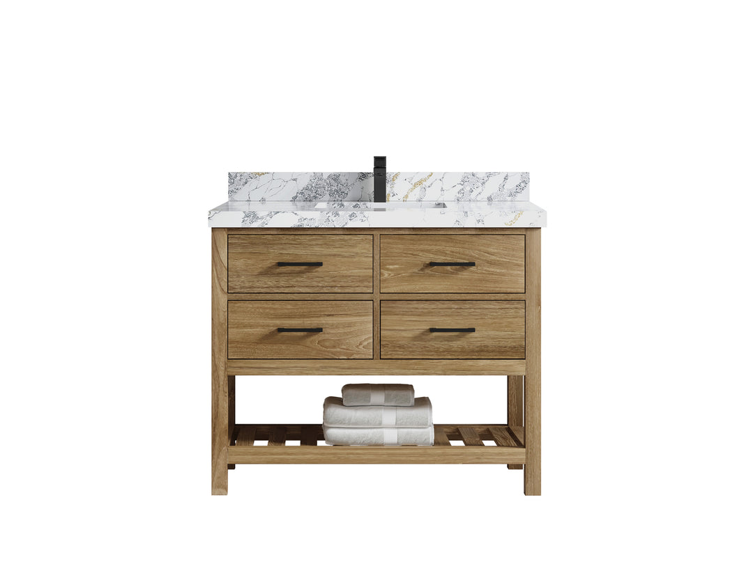 Parker Teak Wood 42 in. W x 22 in. D Single Sink Bathroom Vanity