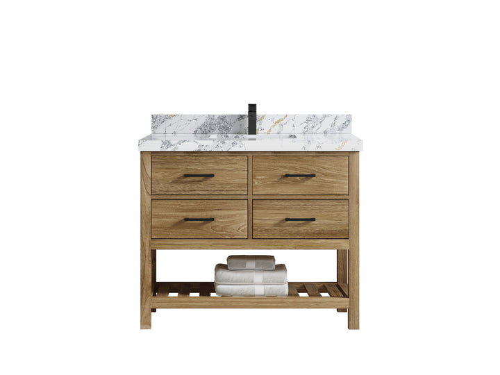 Parker Teak Wood 42 in. W x 22 in. D Single Sink Bathroom Vanity - photo 18