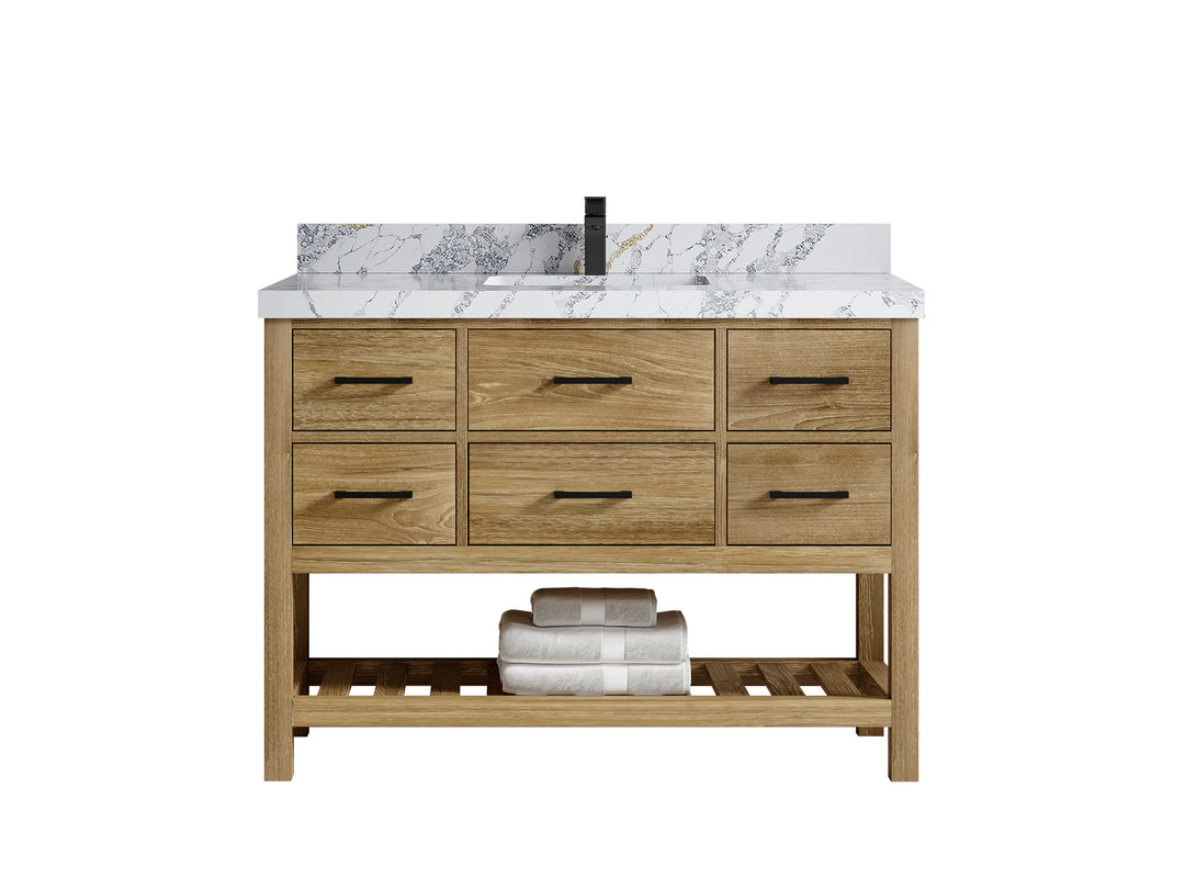 Parker Teak Wood 48 in. W x 22 in. D Single Sink Bathroom Vanity