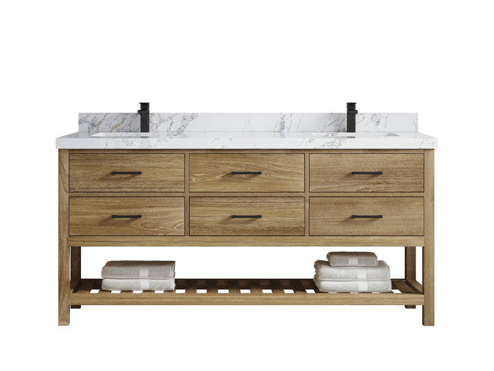 Parker Teak Wood 72 in. W x 22 in. D Double Sink Bathroom Vanity - photo 19