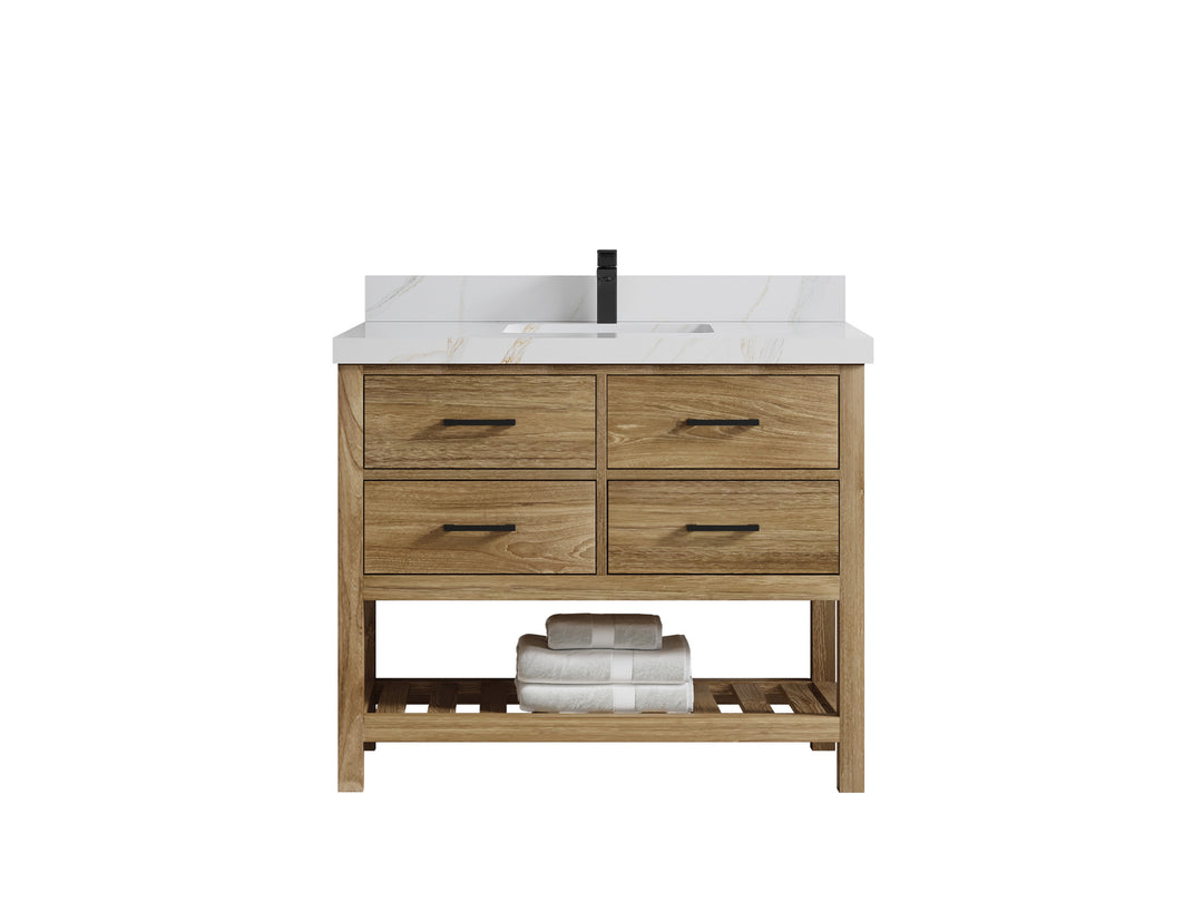 Parker Teak Wood 42 in. W x 22 in. D Single Sink Bathroom Vanity