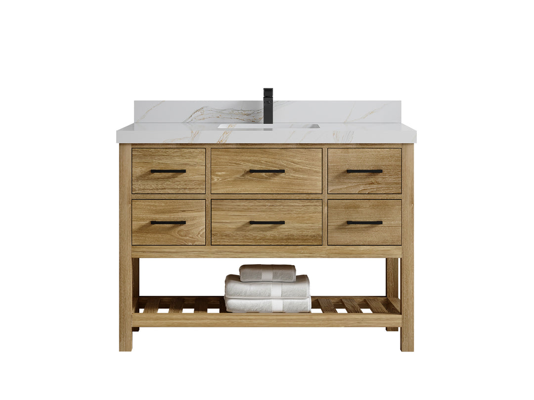 Parker Teak Wood 48 in. W x 22 in. D Single Sink Bathroom Vanity