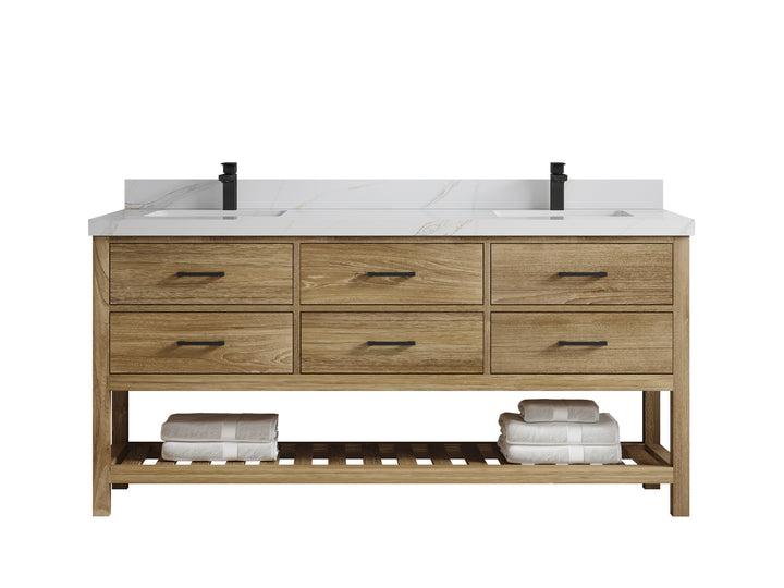 Parker Teak Wood 72 in. W x 22 in. D Double Sink Bathroom Vanity - photo 21
