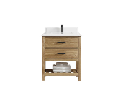 Parker Teak Wood 30 in. W x 22 in. D Single Sink Bathroom Vanity