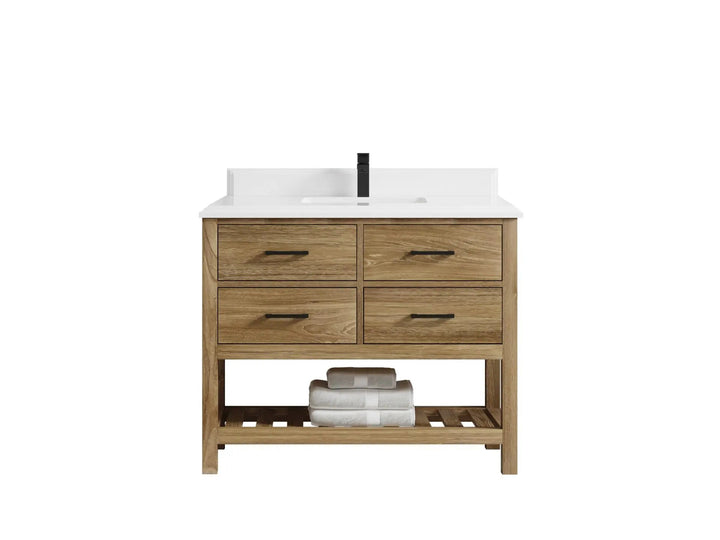Parker Teak Wood 42 in. W x 22 in. D Single Sink Bathroom Vanity - photo 12