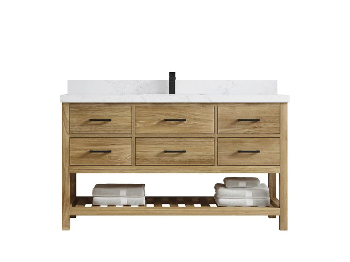 Parker Teak Wood 60 in. W x 22 in. D Single Sink Bathroom Vanity - photo 12