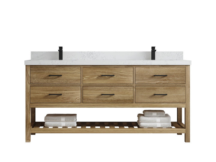 Parker Teak Wood 72 in. W x 22 in. D Double Sink Bathroom Vanity - photo 13