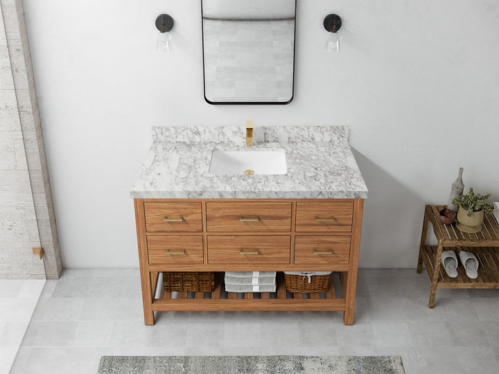 Parker Teak Wood 48 in. W x 22 in. D Single Sink Bathroom Vanity - photo 19