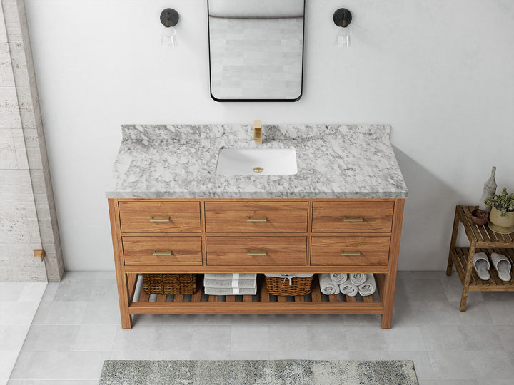 Parker Teak Wood 60 in. W x 22 in. D Single Sink Bathroom Vanity - photo 19