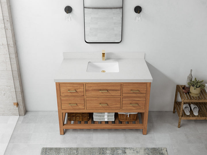 Parker Teak Wood 48 in. W x 22 in. D Single Sink Bathroom Vanity - photo 21