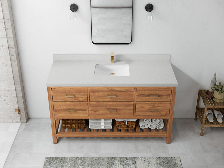 Parker Teak Wood 60 in. W x 22 in. D Single Sink Bathroom Vanity - photo 21