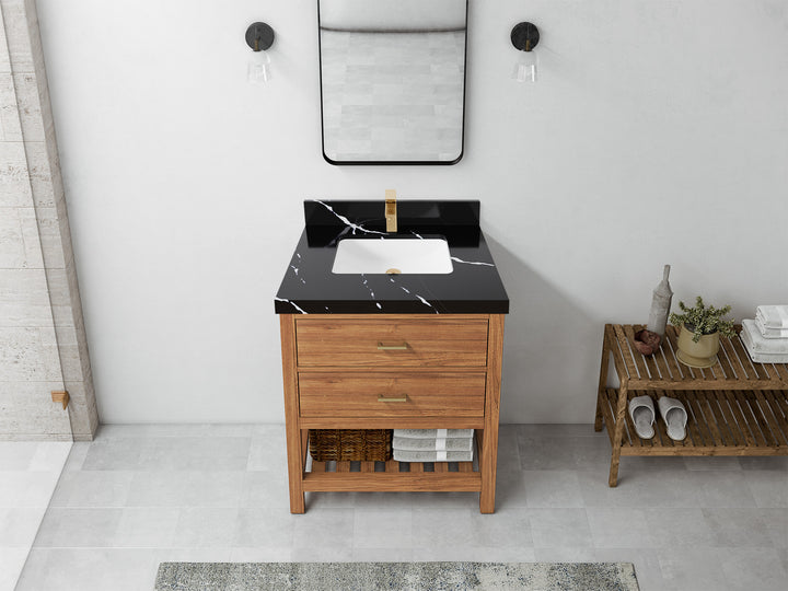 Parker Teak Wood 30 in. W x 22 in. D Single Sink Bathroom Vanity - photo 7