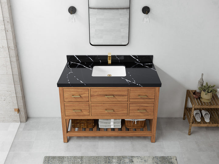 Parker Teak Wood 48 in. W x 22 in. D Single Sink Bathroom Vanity - photo 7