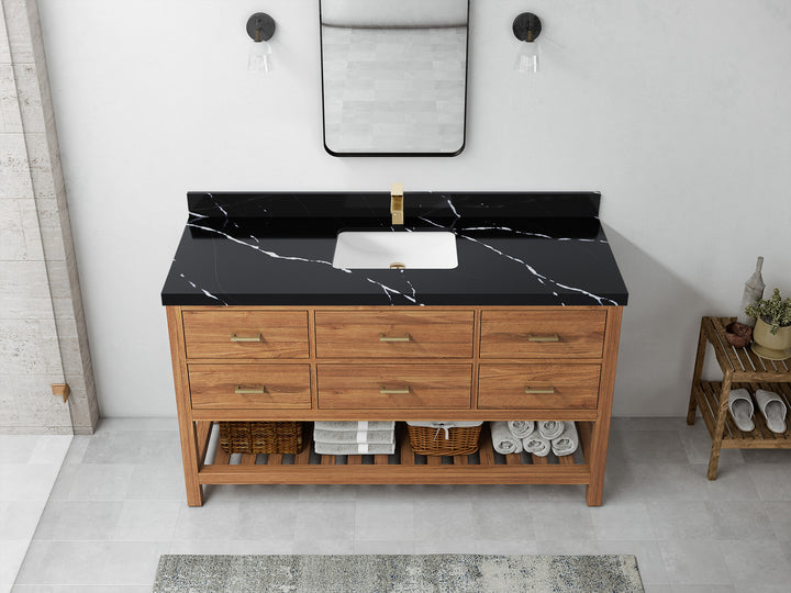Parker Teak Wood 60 in. W x 22 in. D Single Sink Bathroom Vanity - photo 7
