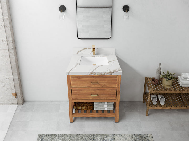 Parker Teak Wood 30 in. W x 22 in. D Single Sink Bathroom Vanity - photo 35