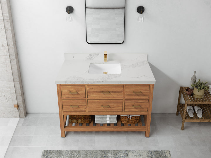 Parker Teak Wood 48 in. W x 22 in. D Single Sink Bathroom Vanity - photo 13