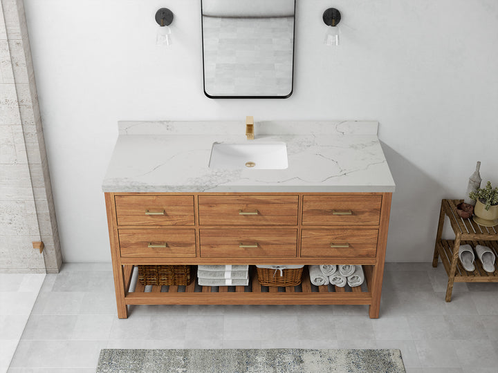 Parker Teak Wood 60 in. W x 22 in. D Single Sink Bathroom Vanity - photo 13