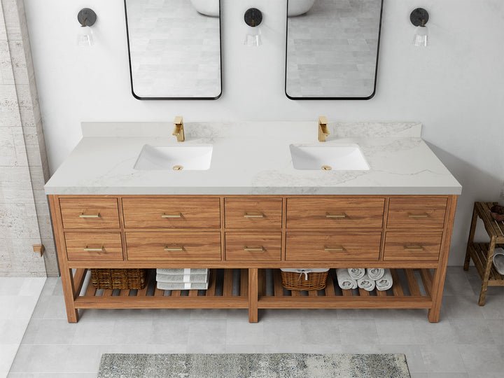 Parker Teak Wood 84 in. W x 22 in. D Double Sink Bathroom vanity with - photo 17