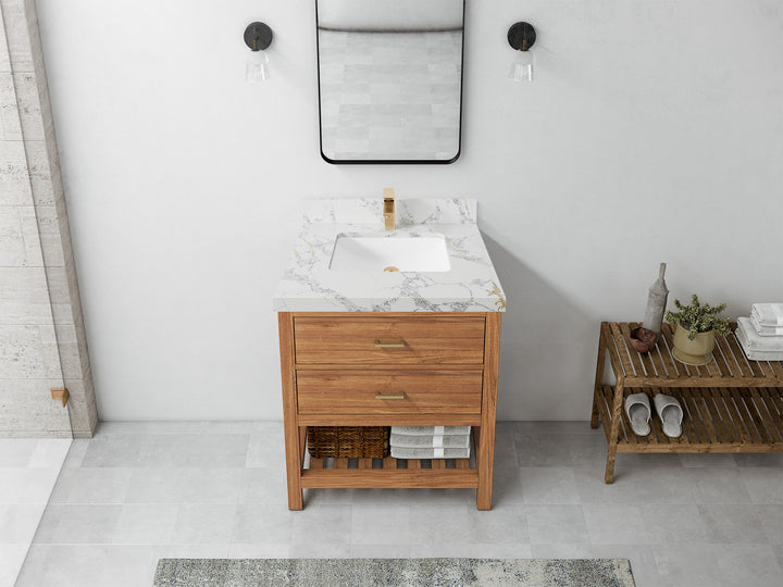 Parker Teak Wood 30 in. W x 22 in. D Single Sink Bathroom Vanity - photo 15