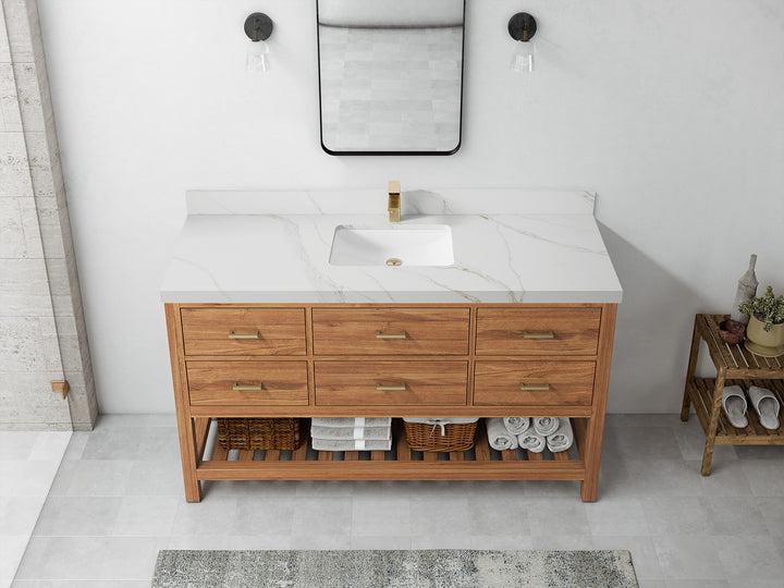 Parker Teak Wood 60 in. W x 22 in. D Single Sink Bathroom Vanity - photo 17