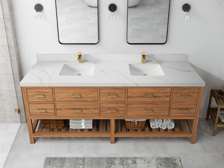 Parker Teak Wood 84 in. W x 22 in. D Double Sink Bathroom vanity with - photo 21