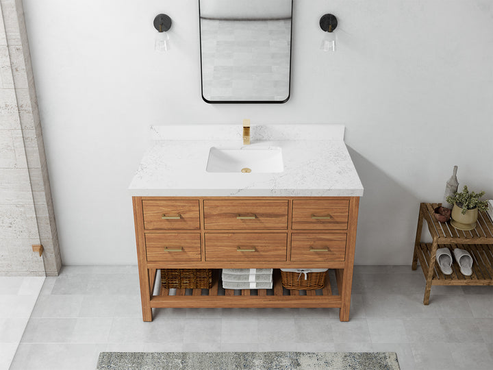 Parker Teak Wood 48 in. W x 22 in. D Single Sink Bathroom Vanity - photo 23