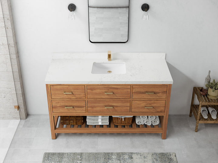 Parker Teak Wood 60 in. W x 22 in. D Single Sink Bathroom Vanity - photo 23
