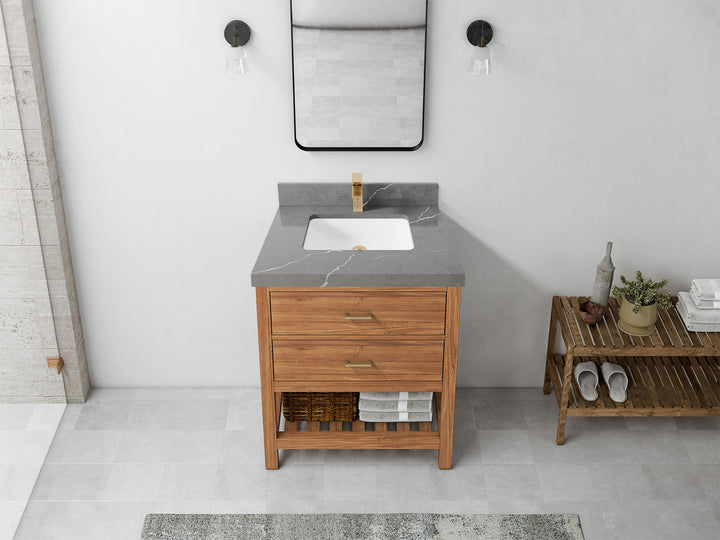 Parker Teak Wood 30 in. W x 22 in. D Single Sink Bathroom Vanity - photo 25