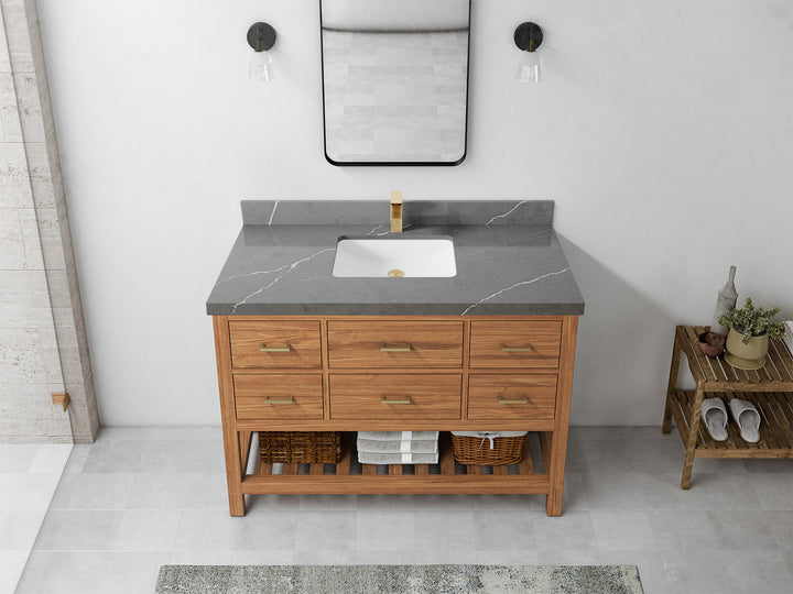 Parker Teak Wood 48 in. W x 22 in. D Single Sink Bathroom Vanity - photo 27